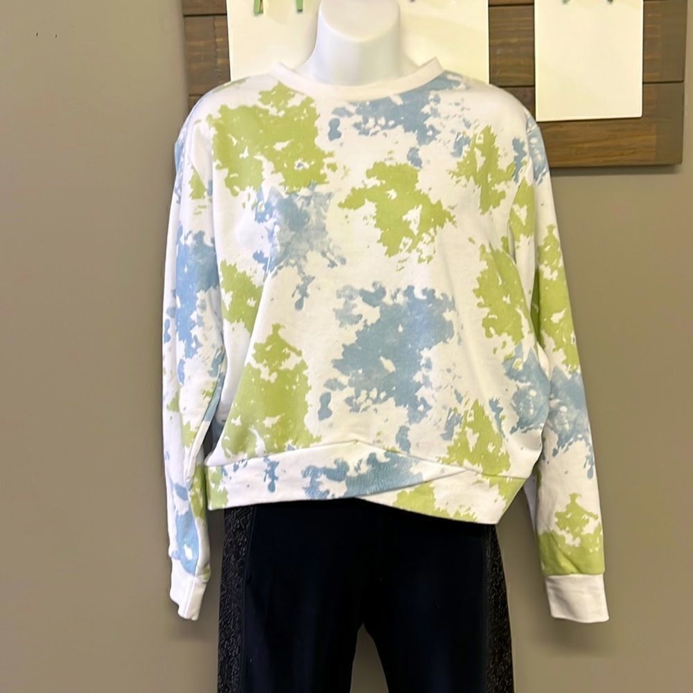 Just Be Green and Blue Tie Dye Soft and Comfy Crewneck Sweatshirt- Medium